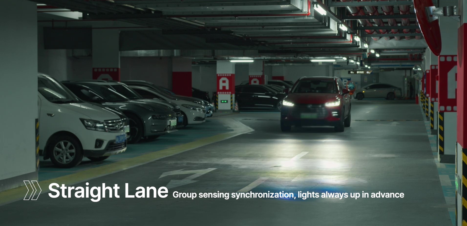 Smart Parking Lot Lighting - Group Sensing (Straight Lane)